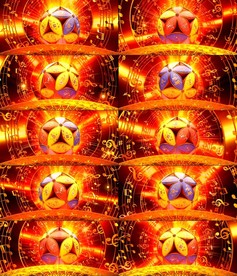 少数民族绣球铜鼓旋转音符发散