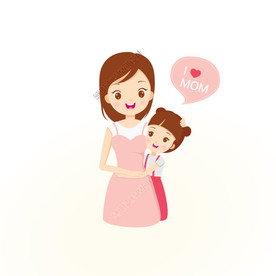 温情母女插画