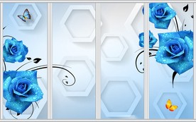 蓝玫瑰简约移门