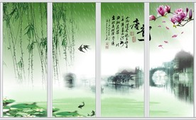 唐韵山水情中式移门