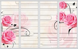 粉红色玫瑰花移门