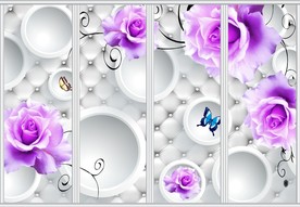 清新玫瑰花卉移门