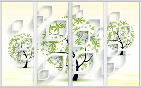 清新发财树移门