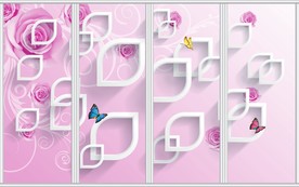 清新玫瑰移门