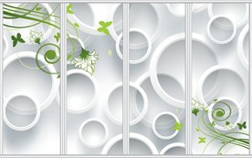 清新圆圈花卉移门