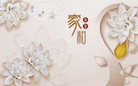 浮雕家和富贵玉兰电视背景墙