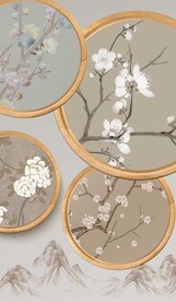 四联花卉中式装饰画玄关