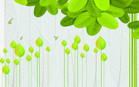 清新抽象绿叶电视背景墙