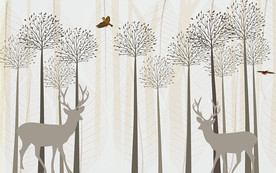 现代简约麋鹿电视背景墙