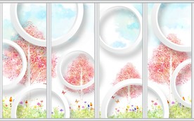 3D圆圈花卉移门