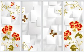 3D方块时尚花卉移门