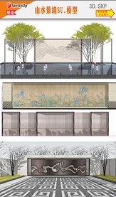 3D园林墙景模型