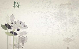 禅意莲花电视机背景墙