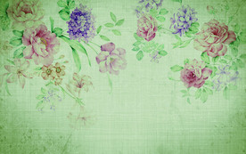 复古怀旧玫瑰花卉电视机背景墙