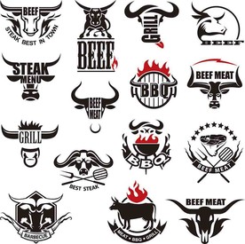牛排烧烤矢量LOGO设计素材