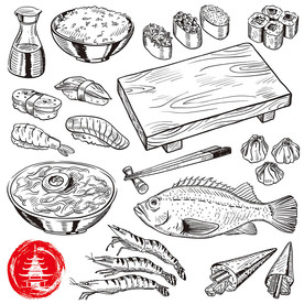 手绘美食矢量设计素材