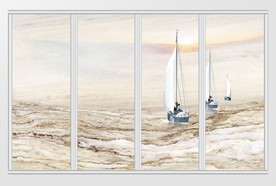 大理石纹山水花日出移门