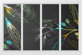 现代简约涂鸦线条花朵移门