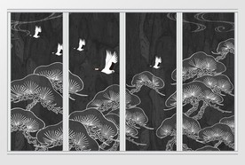 中式松树仙鹤意境移门