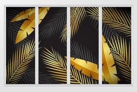 现代大气黑金叶子羽毛移门