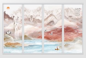 大理石纹山水移门