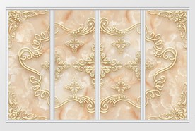 3d玉雕欧式花纹移门