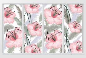 现代唯美清新花朵羽毛移门