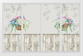 小清新花篮北欧风移门