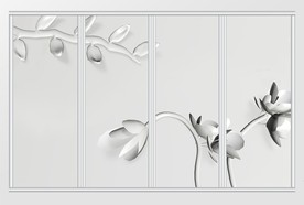 立体简约欧式石膏雕花移门