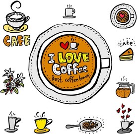 手绘咖啡图标设计素材