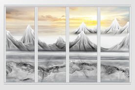 大理石纹山水花日出移门