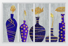 现代简约花瓶花卉移门