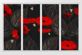 现代简约手绘红色花朵移门