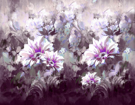 大型油画紫色花卉背景装饰画
