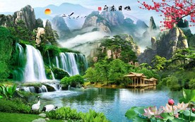 旭日东升电视沙发背景墙