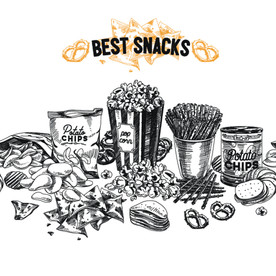 快餐西餐厅美食元素插画