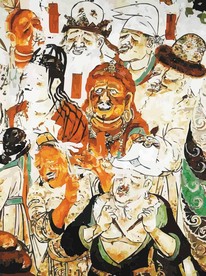 举哀图防敦煌壁画古典艺术矢量