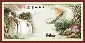 大型国画江山如画背景装饰画