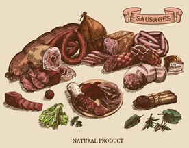 有机烤肠腊肠美食素材