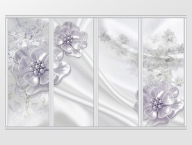 紫色清雅3d立体珠宝花朵移门