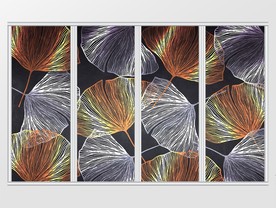 现代大气金银银杏树叶子移门