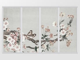 新中式工笔花鸟移门