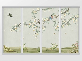 中式意境花鸟移门