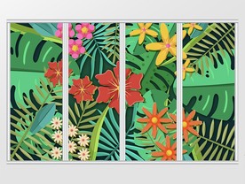 绿色叶子花卉植物移门