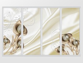 立体香槟百合珍珠移门