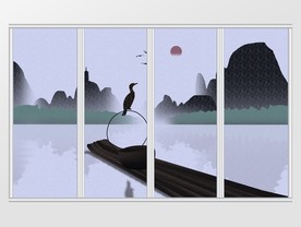 中国风意境山水移门