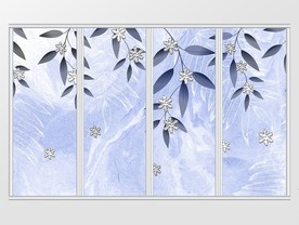 现代简约梦幻手绘花卉移门
