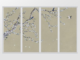 中式工笔花鸟移门