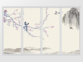 现代写意花鸟移门