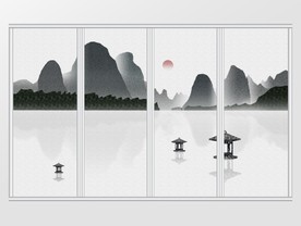 新中式水墨山水意境移门